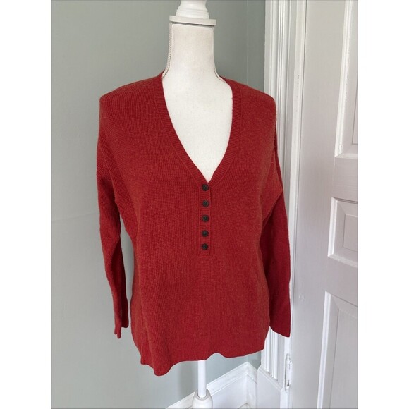 Madewell Asherton Waffle Henley Sweater Red Size Medium - Picture 1 of 5